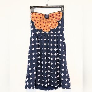Judith March Flower Applique Strapless Dress | Pockets Size M
